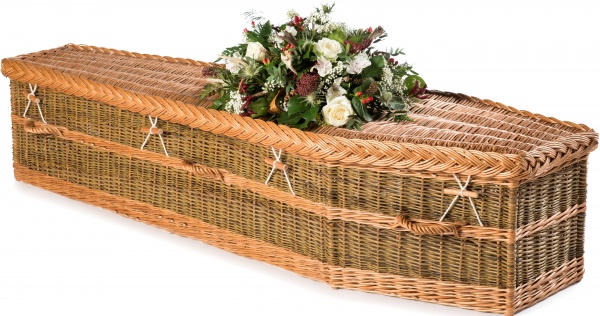 English Willow Traditional Coffin in Green